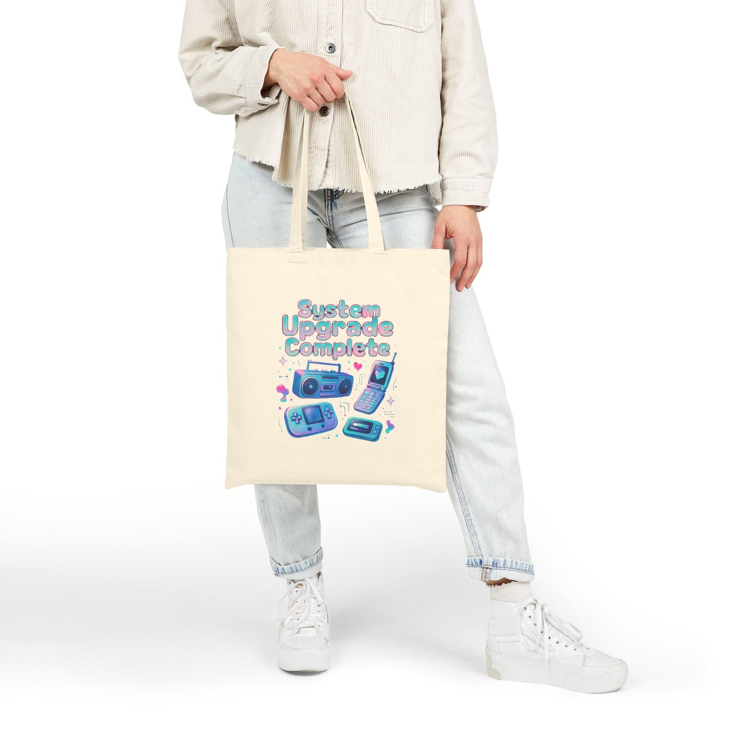 System Upgrade Complete Tote Bag — Retro Gaming Cotton Canvas Tote