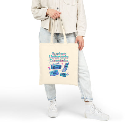 System Upgrade Complete Tote Bag — Retro Gaming Cotton Canvas Tote