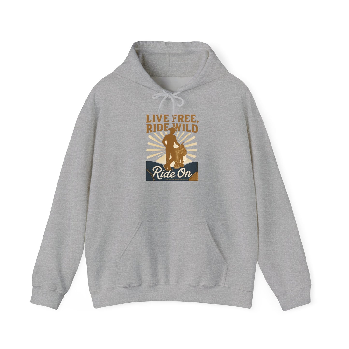 Ride Wild Hoodie — Retro Cowboy "Ride On" Graphic Sweatshirt