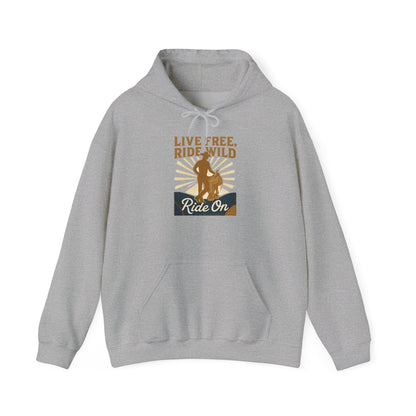 Ride Wild Hoodie — Retro Cowboy "Ride On" Graphic Sweatshirt