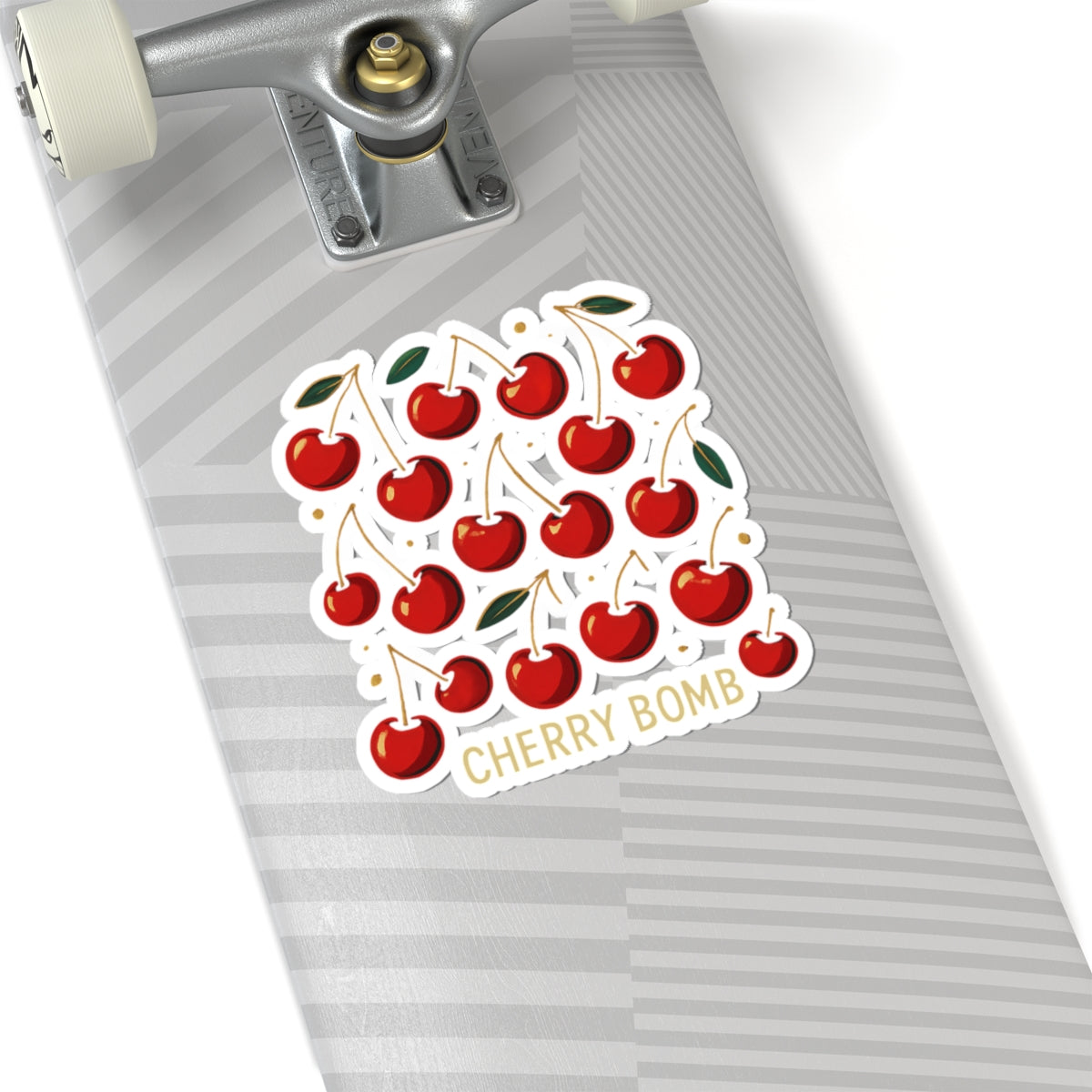 Cherry Bomb Kiss-Cut Sticker — Retro Red Cherry Pattern