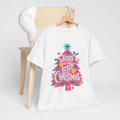 Jesus is the Heart of Christmas Pink Tree Tee