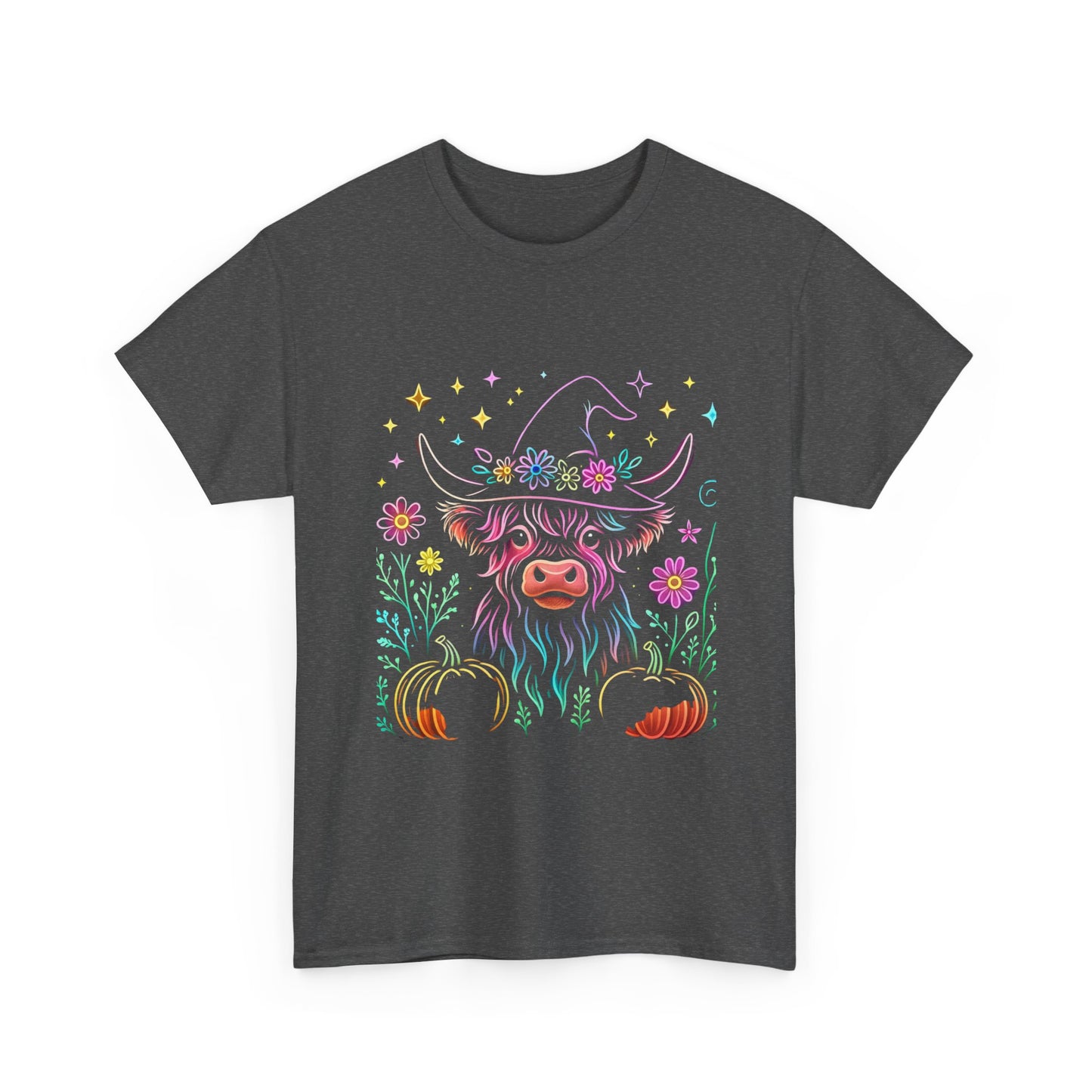 🎃 Magical Highland Cow Tee – Witchy Pumpkin Farm Shirt