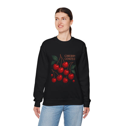 Cherry Coated Crewneck Sweatshirt — Retro Cherry Graphic Pullover