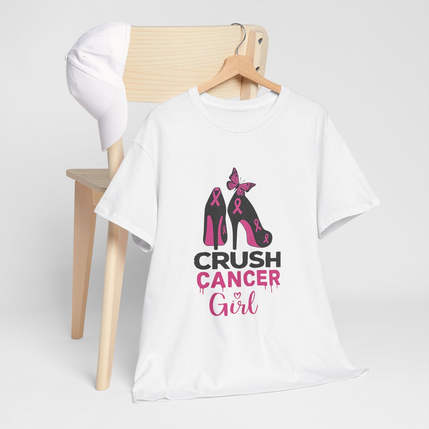 Crush Cancer Girl Tee: High Heels, Pink Ribbon, Hope