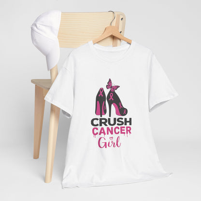 Crush Cancer Girl Tee: High Heels, Pink Ribbon, Hope