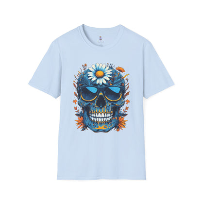 Bohemian Skull T-Shirt - Artistic Graphic Tee for Music Lovers, Festival Attire, Unique Gift, Unisex Softstyle Top