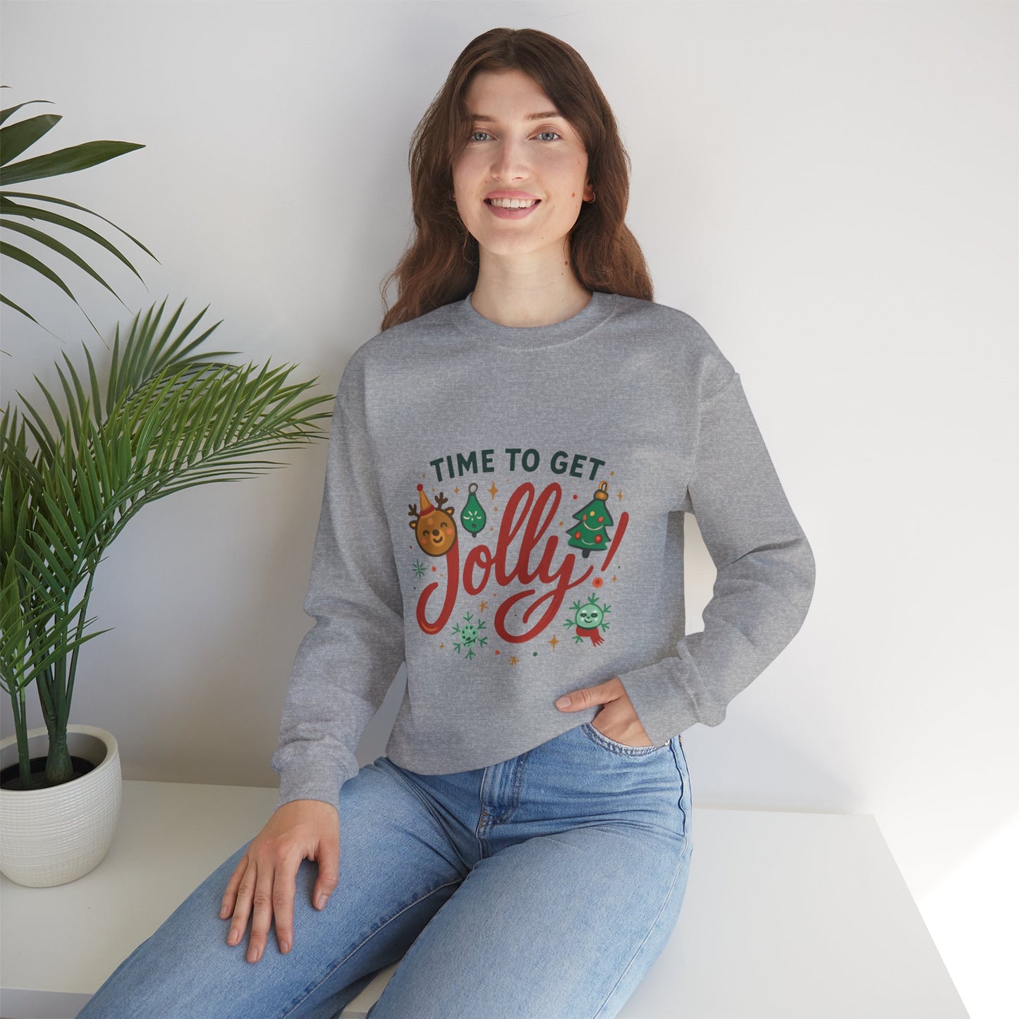 Holiday Sweatshirt - "Time to Get Jolly!" Christmas Crewneck