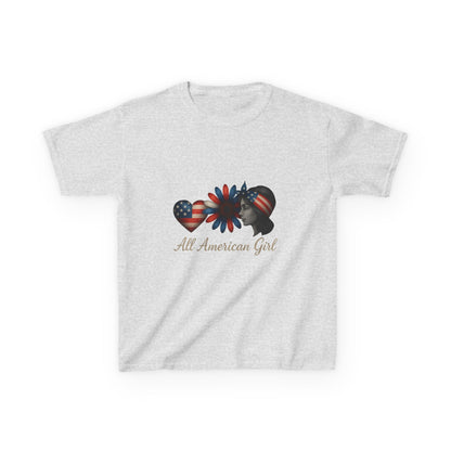 All American Girl Dinosaur Tee - Patriotic Kids Shirt