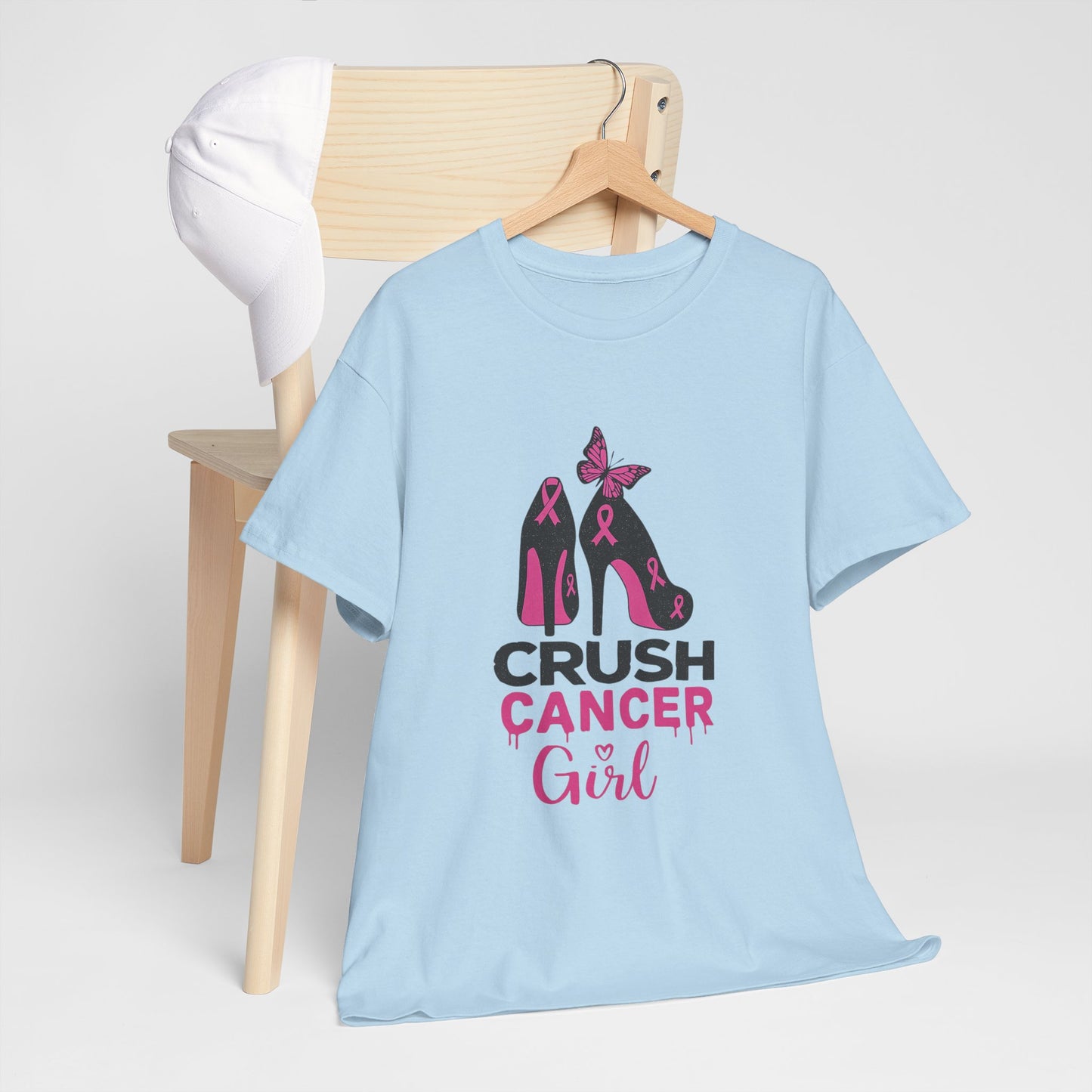Crush Cancer Girl Tee: High Heels, Pink Ribbon, Hope