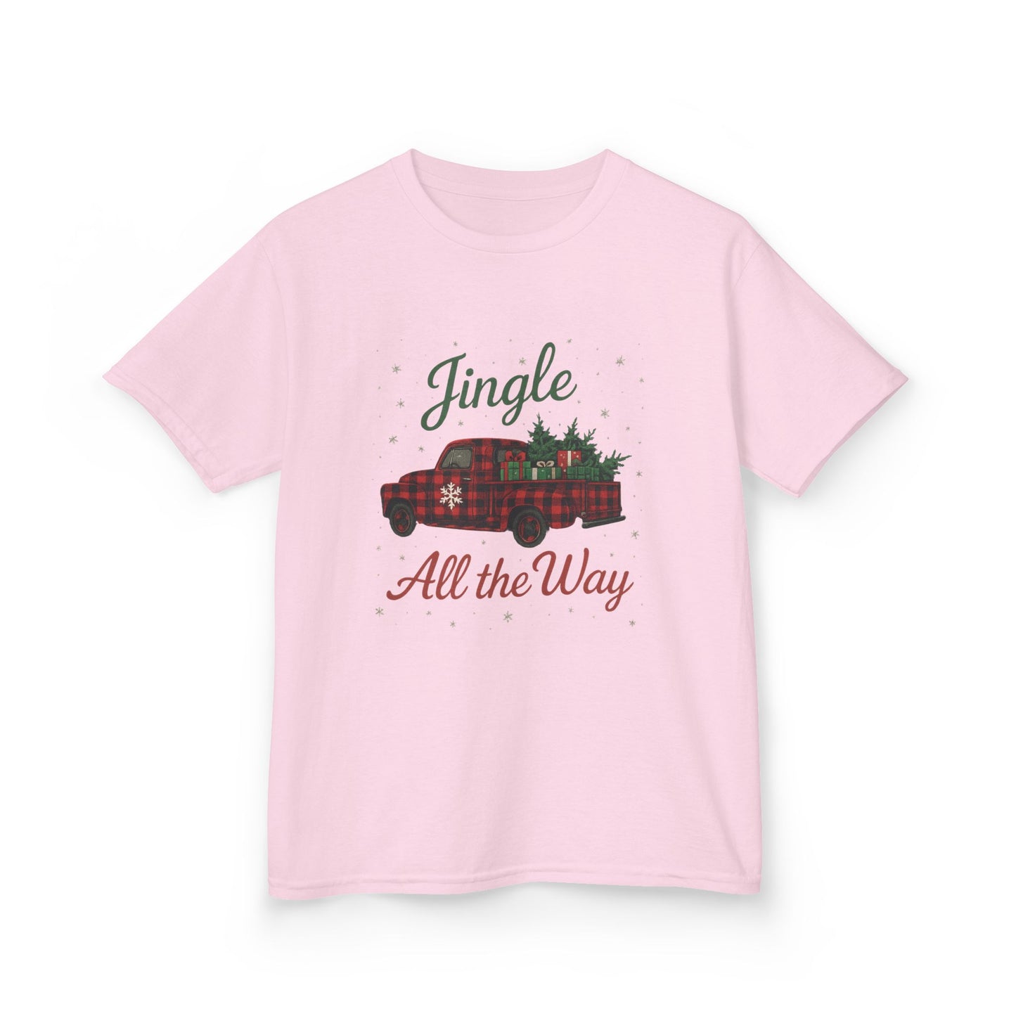 Jingle All The Way Dino Truck Kids Christmas Tee