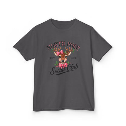 North Pole Deer Dino Christmas Kids Tee
