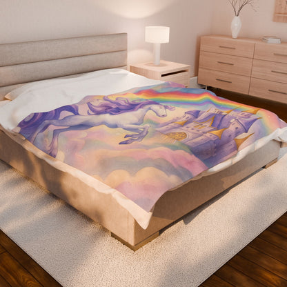 Unicorn Fantasy Plush Blanket, Cozy Kids Blanket, Dreamy Nursery Decor, Magical Gift for Birthdays, Rainbow Blanket for Girls