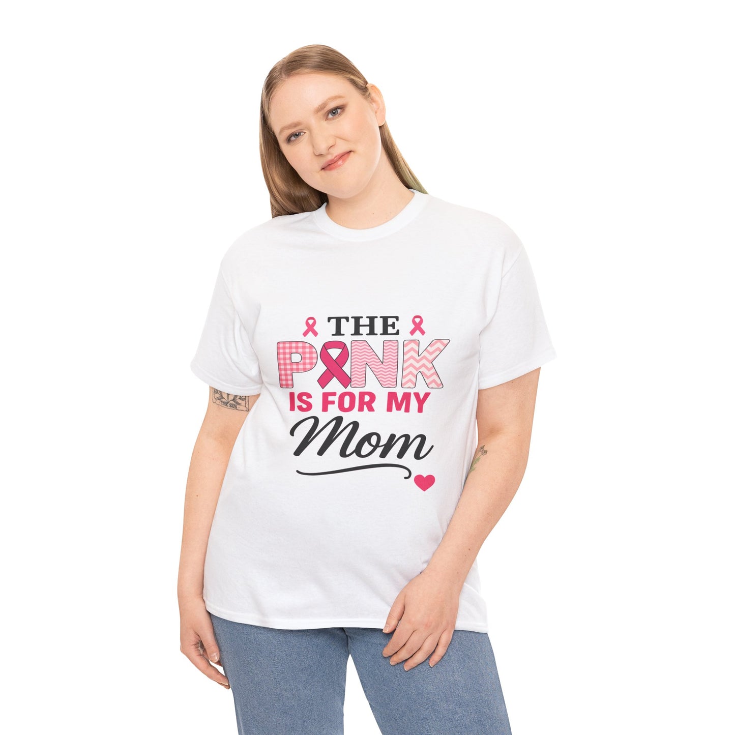 Mom's Strength: Pink Ribbon Breast Cancer Awareness Tee