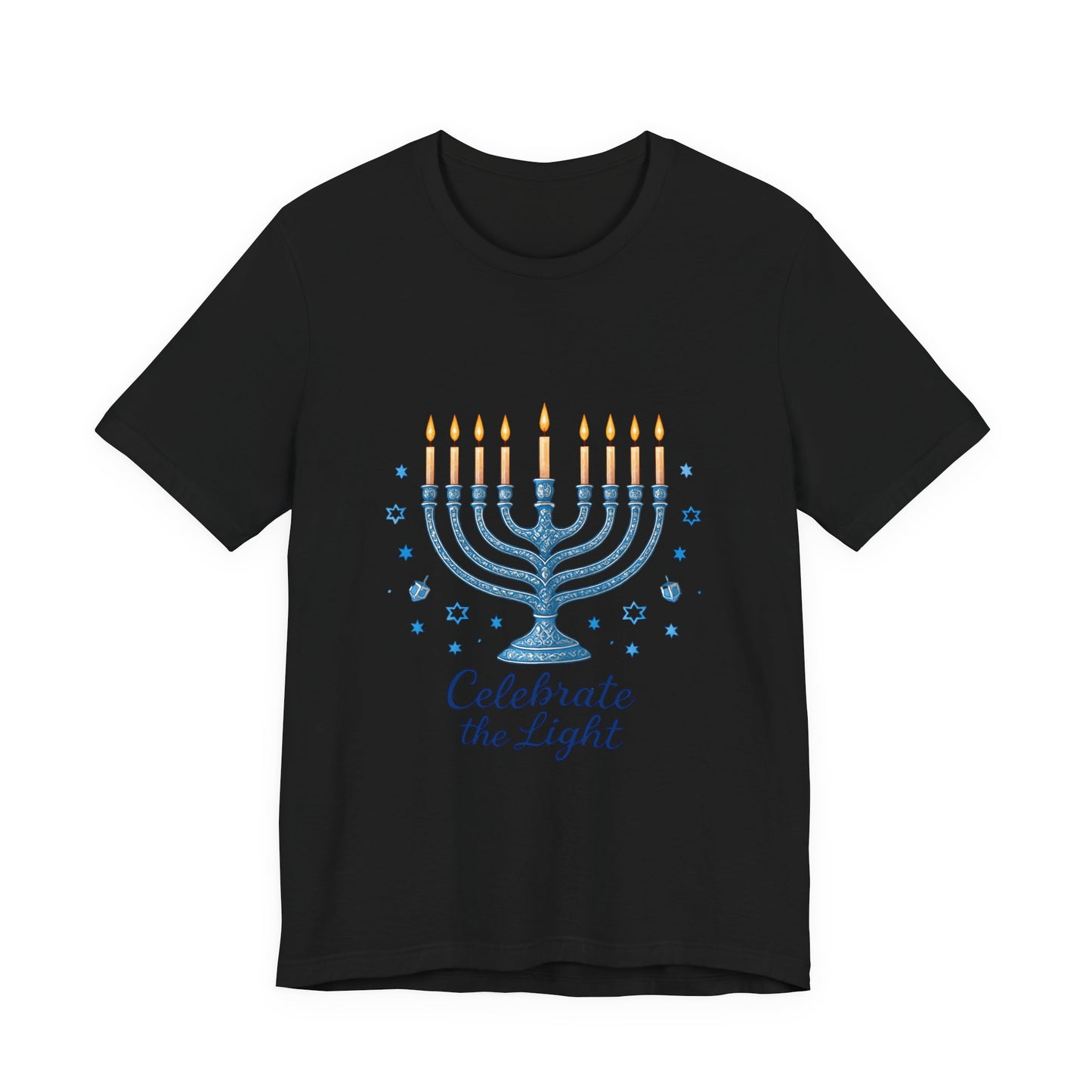 Hanukkah Menorah Tee — "Celebrate the Light" Holiday T‑Shirt