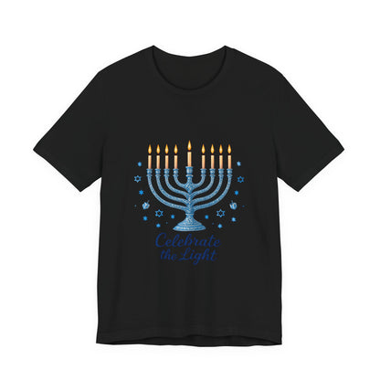 Hanukkah Menorah Tee — "Celebrate the Light" Holiday T‑Shirt