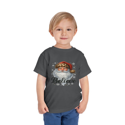 Believe Santa Leopard Print Toddler Christmas Tee