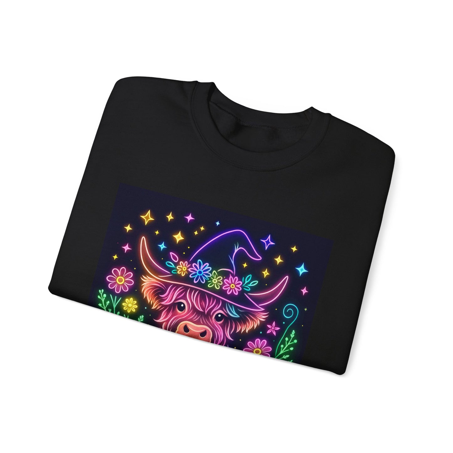 Neon Highland Cow Halloween Sweatshirt