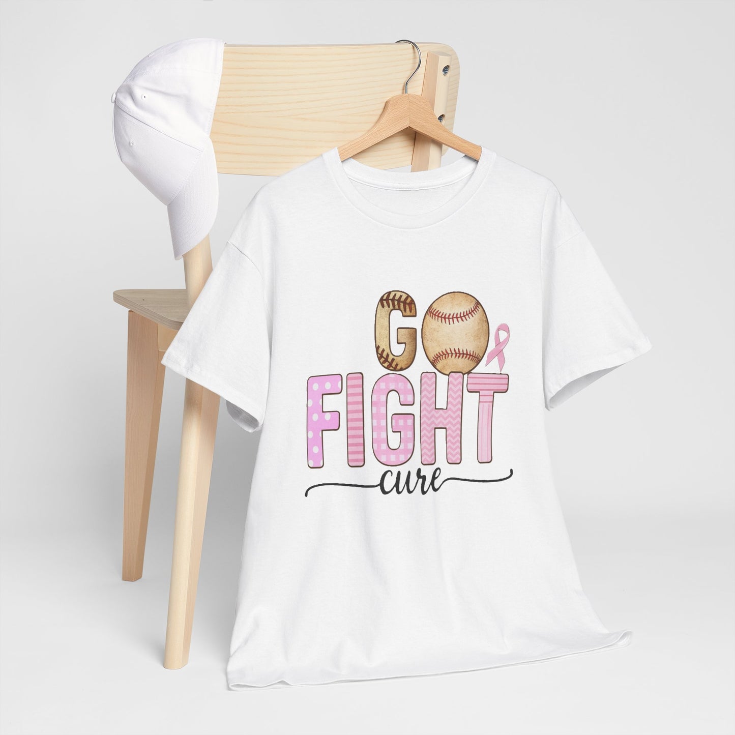 Go Fight Cure Baseball Pink Ribbon Awareness Tee