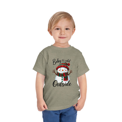 Baby It's Cold Outside Snowman Toddler Christmas Tee