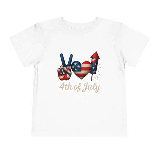 4th of July Peace & Heart Tee: Patriotic Toddler Shirt
