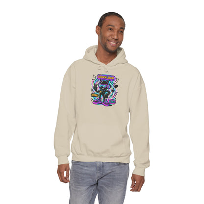 Psychedelic Alien Skate Hoodie — "Down Lord" Neon Graphic Pullover