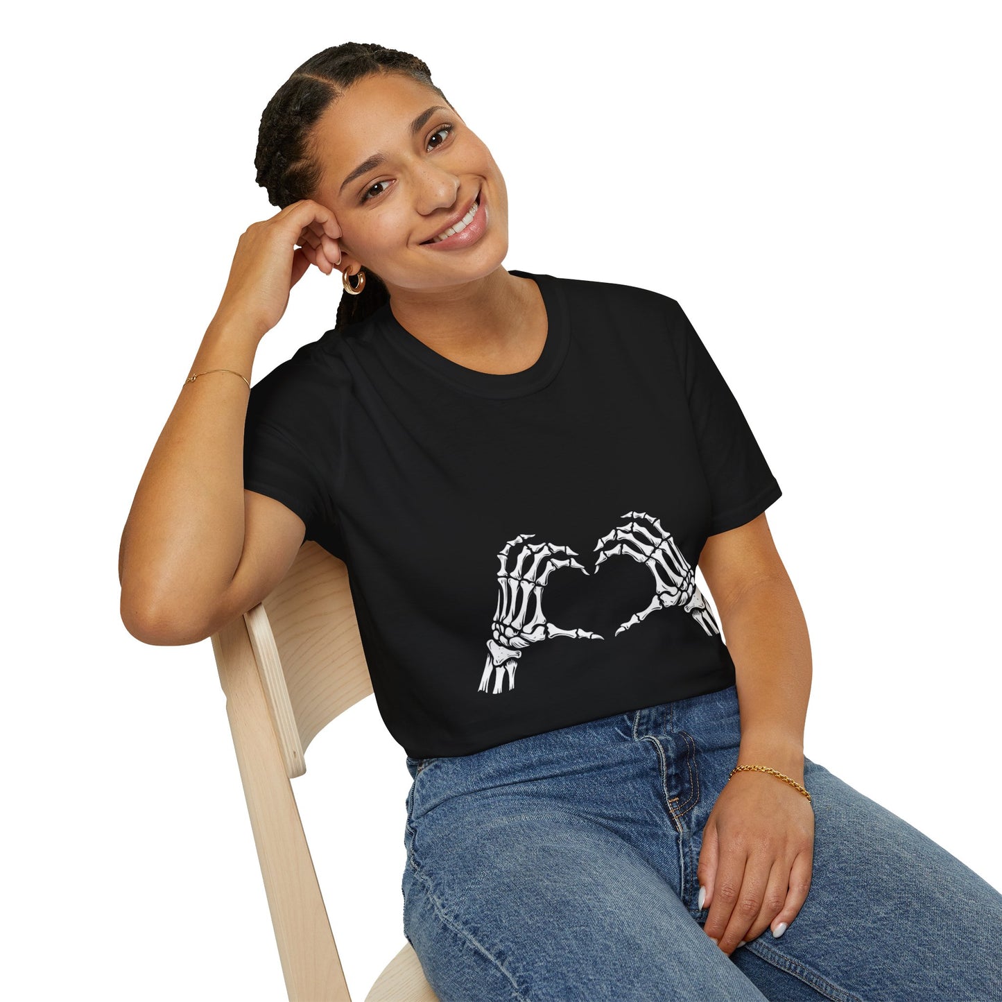 Skull Heart T-Shirt - Unisex Graphic Tee for Halloween, Love, Gifts, Casual Wear, Skeleton