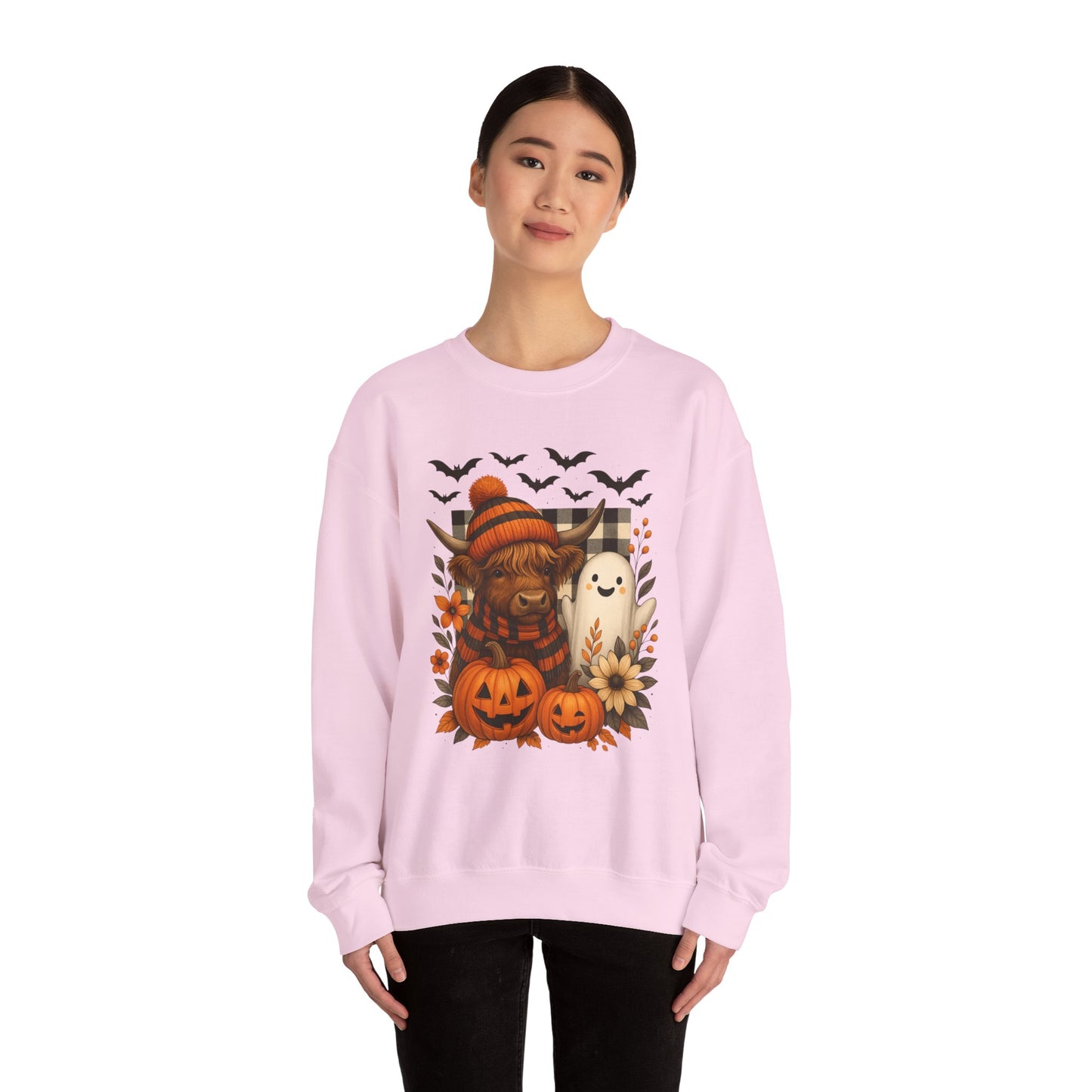 Happy Halloween Cow & Ghost Crewneck Sweatshirt