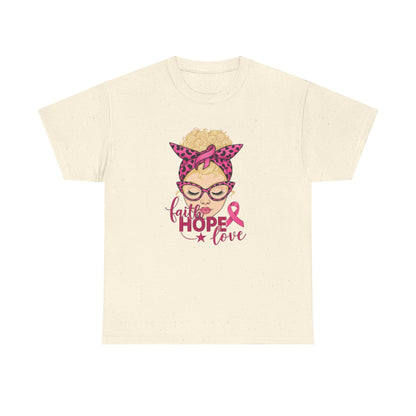Hope Love Pink Ribbon Tee - Breast Cancer Awareness