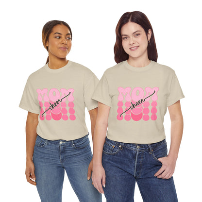 MOM Cheer – Pink Bubble Letter Spirit Tee