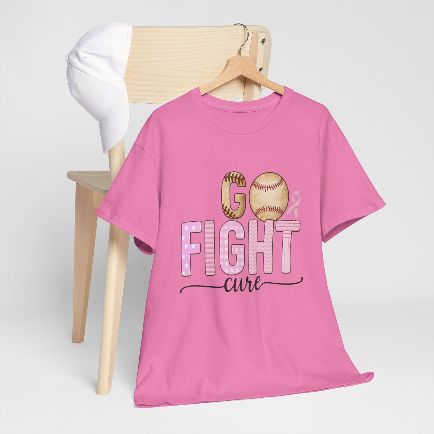 Go Fight Cure Baseball Pink Ribbon Awareness Tee