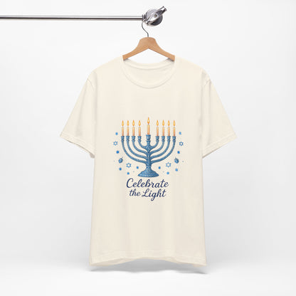 Hanukkah Menorah Tee — "Celebrate the Light" Holiday T‑Shirt