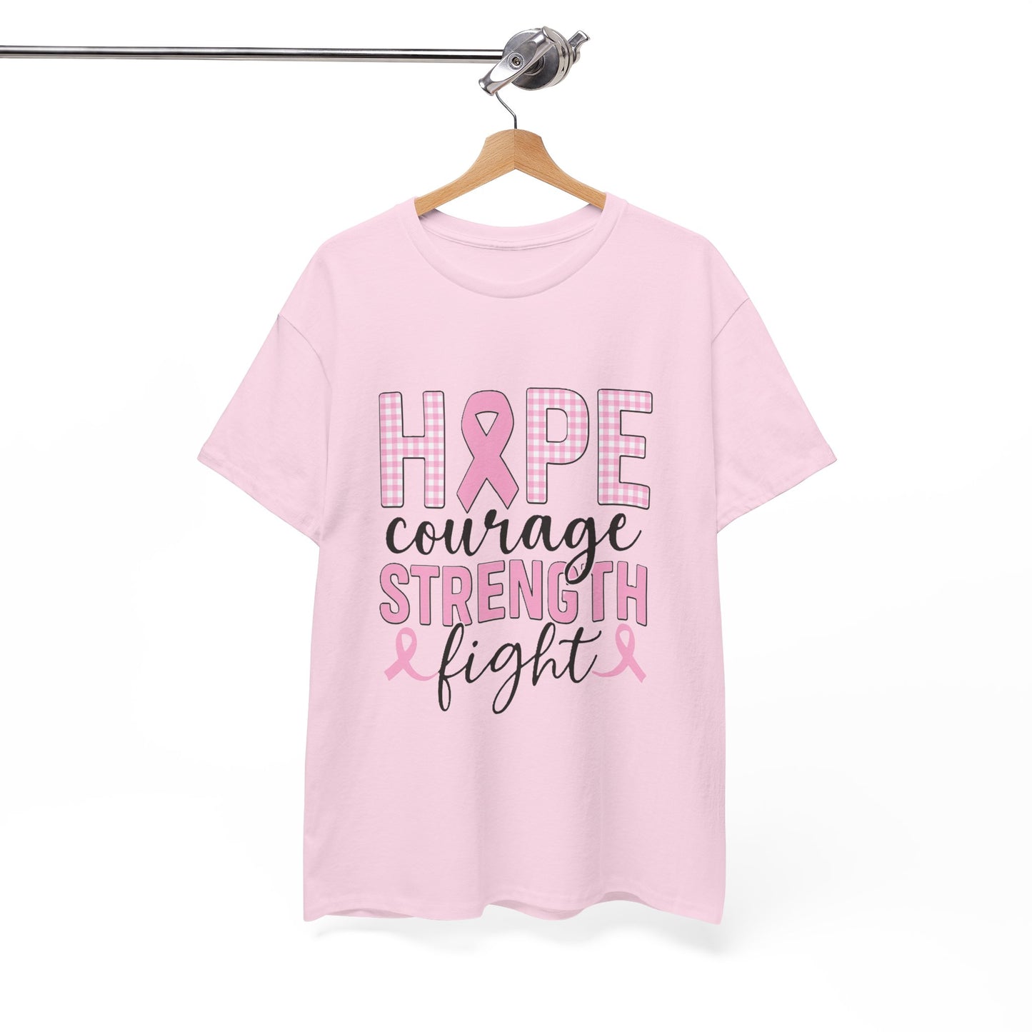 Hope, Courage & Strength Pink Ribbon Awareness Tee