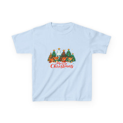 Merry Christmas Reindeer & Dino Trees Kids Tee