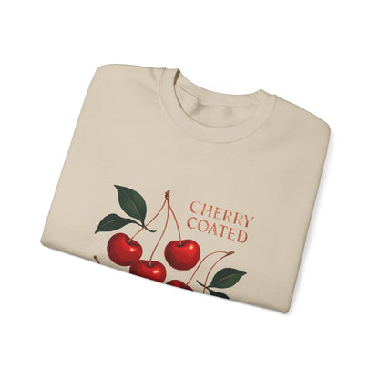 Cherry Coated Crewneck Sweatshirt — Retro Cherry Graphic Pullover