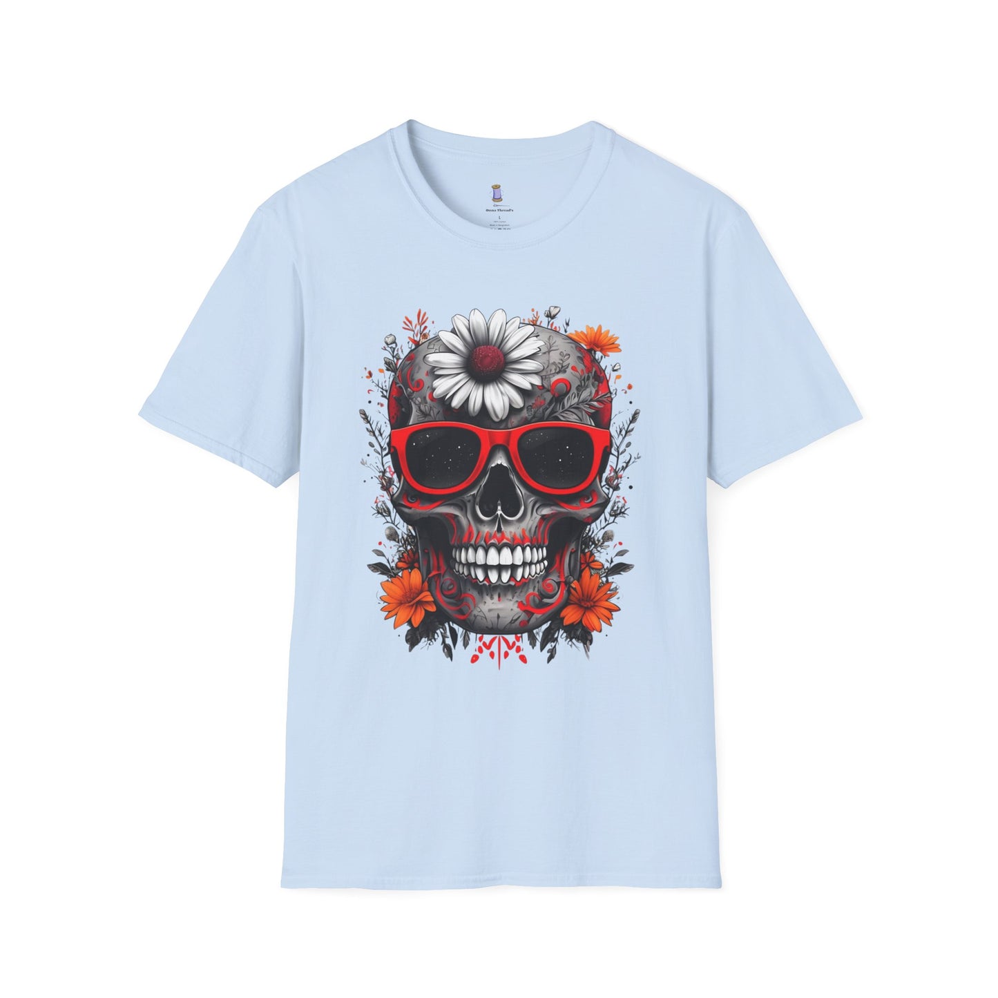 Skull & Flower Graphic T-Shirt, Unisex Casual Tee, Edgy Fashion Wear, Festival Outfit, Gift for Halloween & Day of the Dead