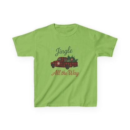 Jingle All The Way Dino Truck Kids Christmas Tee