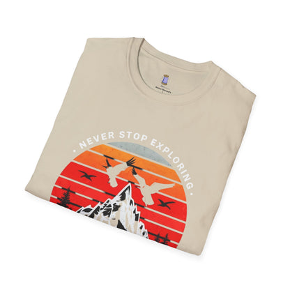 Adventure Awaits T-Shirt | Unisex Softstyle Tee | Perfect for Travel Lovers, Outdoor Adventures, Camping, Nature Gifts, Explore