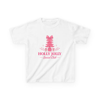 Holly Jolly Dino Christmas Tee - Pink Holiday Kids Shirt
