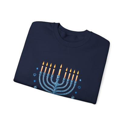 Hanukkah Menorah Sweatshirt - "Celebrate the Light" Holiday Crewneck