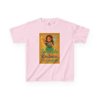 Sparkle Kindness Kids Cotton Tee - Whimsical Fairy Design, Perfect Birthday Gift, Playtime Apparel, Encouraging Message, Kids Fashion