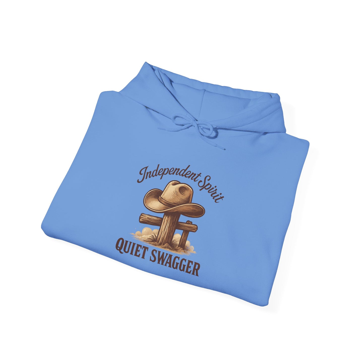 Quiet Swagger Hoodie – "Independent Spirit" Cowboy Hat Graphic Pullover