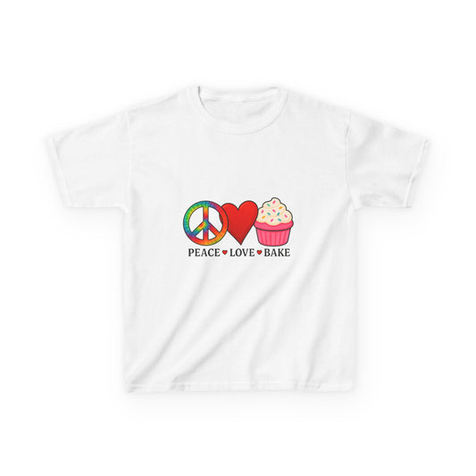 Peace Love Bake Dinosaur Kids Tee - Christmas Gift