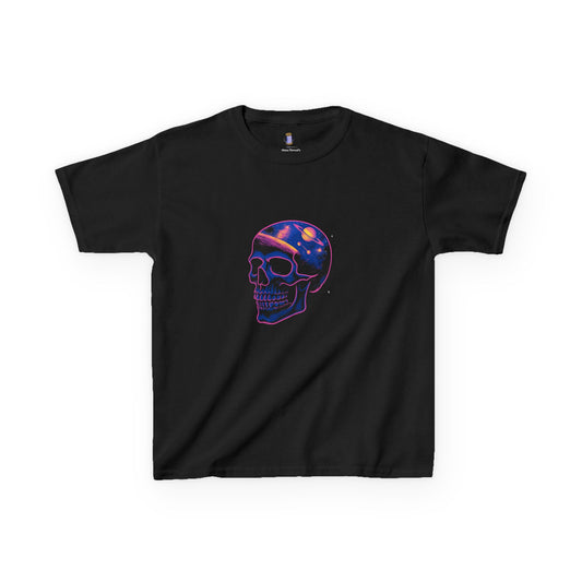 Cosmic Skull Kids Tee - Trendy Graphic Shirt for Young Explorers, Space Lovers, Halloween Costume, Fun Gift Idea, Everyday Wear