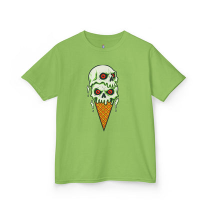 Kids Skull Ice Cream Tee, Cute T-Shirt for Kids, Halloween Apparel, Year-Round Fun, Trendy Summer Wear, Unique Gift Idea