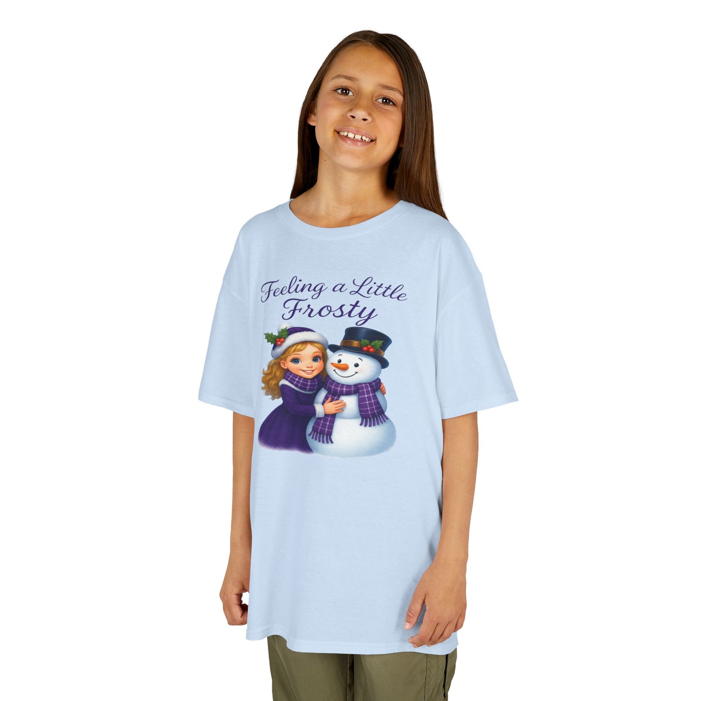 Kids Heavy Cotton™ Tee, Feeling a Little Frosty T-Shirt, Winter Tee, Holiday Gift for Kids, Cute Snowman Shirt, Fun Winter Apparel