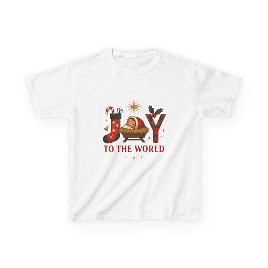 Joy to the World Dino Christmas Kids Tee
