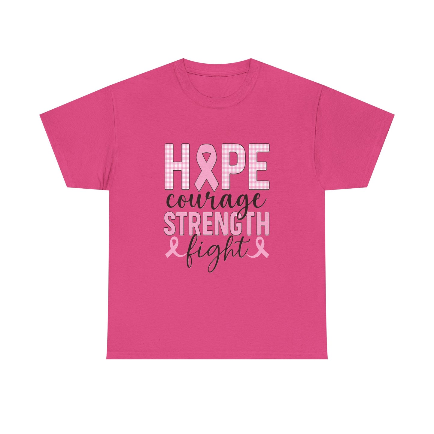Hope, Courage & Strength Pink Ribbon Awareness Tee