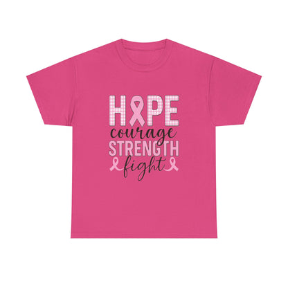 Hope, Courage & Strength Pink Ribbon Awareness Tee