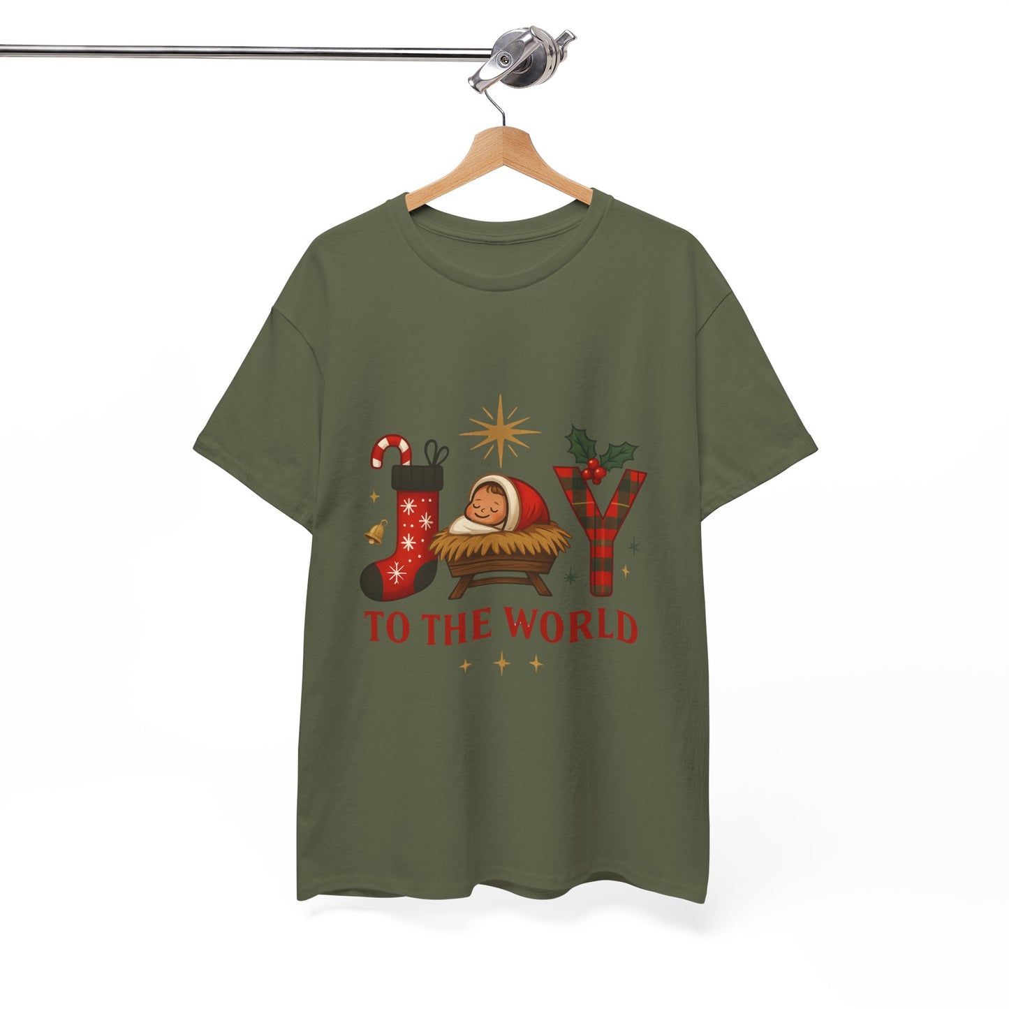 Christmas Joy Unisex Tee with Baby Jesus Illustration
